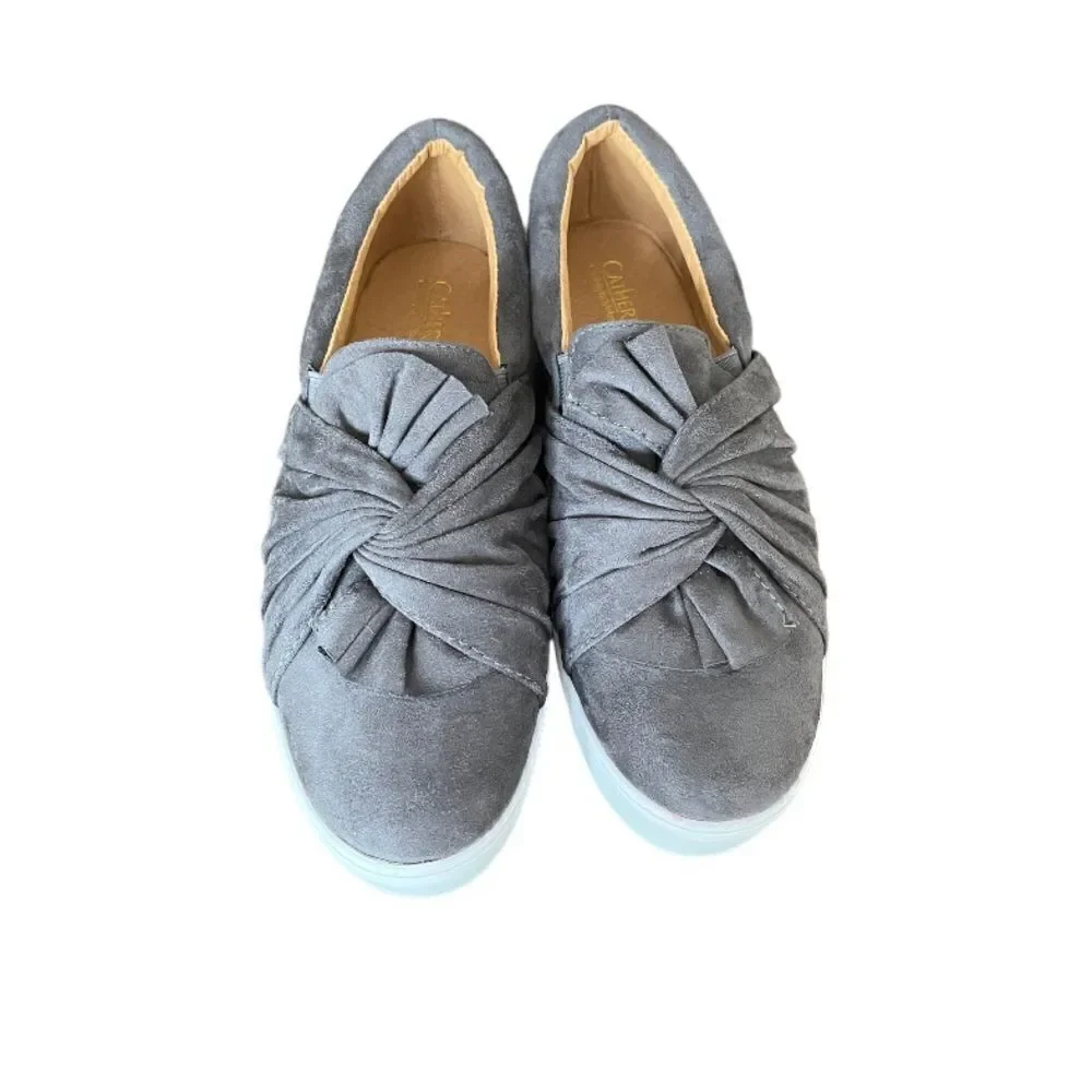 CATHERINE MALANDRINO | Suede Wrap Platform Slip-On Sneakers (8)